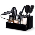 Hair Tool Organizer for Bathroom Vanity ? Blow Dryer Holder with Stainless Cups for Hair Dryer, Curling Iron & Straightener, Countertop Hot Tools Holder and Hair Tool Storage (BLACK)