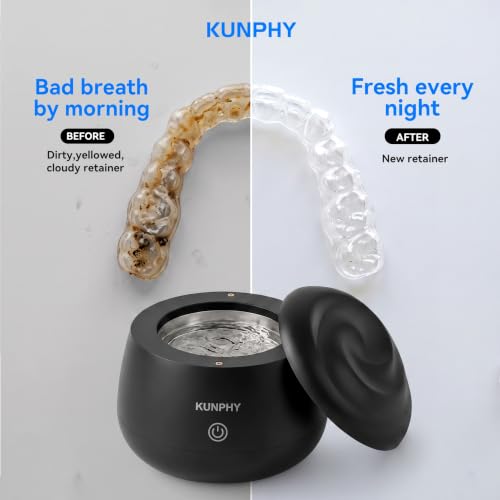 48kHz Ultrasonic Retainer Cleaner Machine 201ML - Dental & Jewelry Safe