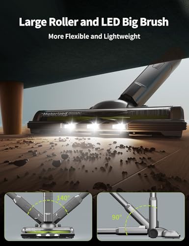 Cordless Stick Vacuum Cleaner 250W 26KPa Suction LED Display Detachable Battery