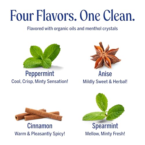 Toothpaste Pack - Fluoride-Free, SLS-Free, Natural Organic Flavors 5 oz - Peppermint, Cinnamon, Anise, Spearmint - 4 Pack