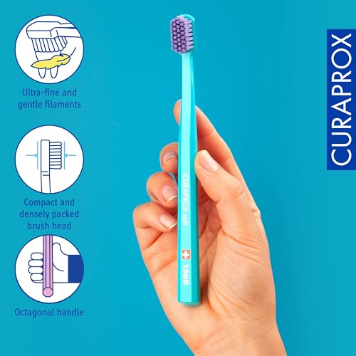 Soft Toothbrush for Adults - Gentle, Plaque-Removing, 1560 Ultra-Fine Filaments, Pack of 3