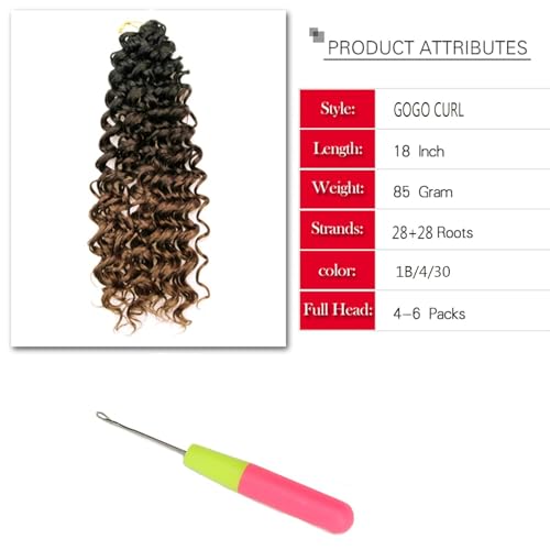 GoGo Curl Crochet Water Wave Hair 18 Inch - Ombre 7 Packs 1B/4/30
