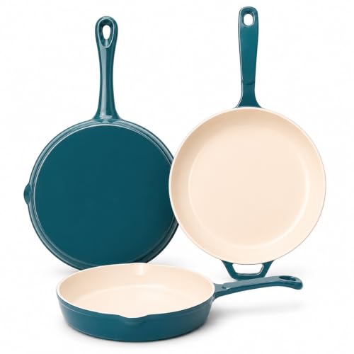 QuliMetal Nonstick Enameled Cast Iron Skillet Set (8", 9.5", 11")