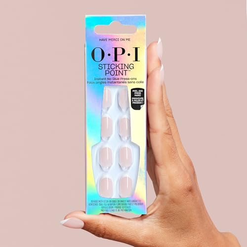 OPI Sticking Point | Instant No Glue Press On Nails | 30 Count with Adhesive Tabs | Short Round, Almond and Squoval | Damage-Free Wear | Spring 2026
