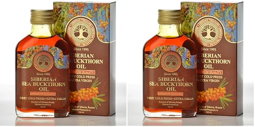 Sea Buckthorn Oil 3.38 Fl Oz Pack of 2 - Siberian Cold Pressed Natural Vitamin Oil