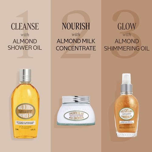 L'OCCITANE Almond Shimmering Body Oil - Fast-Absorbing, Vegan, Lightweight
