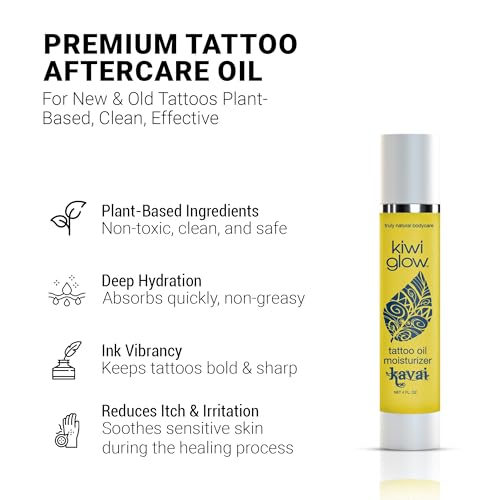 Vegan Tattoo Aftercare Oil with Airless Pump - Hydrating & Brightening 4 oz