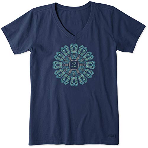Life is Good Women's Crusher Vee T-Shirt - Darkest Blue, Small
