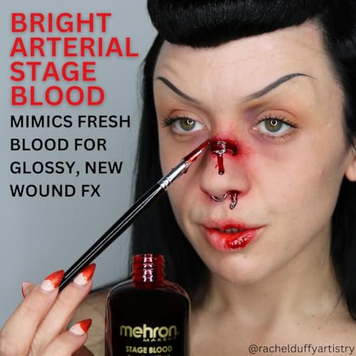 Mehron Makeup Stage Blood - 16 Fl Oz Bright Arterial Fake Blood for SFX & Halloween