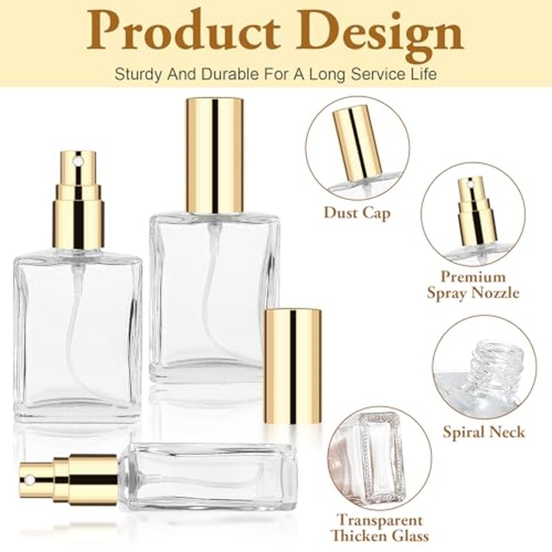 18Pcs Gold Glass Spray Bottles, 15ml Perfume Spray Bottles, Empty Fine Mist Atomizer, Portable Cologne Sprayer Bottles with 9Droppers9 Funnels, Refillable Perfume Container for Travel, Gold