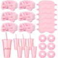 Pink Spa Party Supplies Set with Headbands, Scrunchies, Eye Masks & Tumblers - 24 Pieces