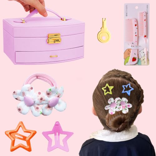Girls Hair Accessories Kit with Pink Storage Box - 252 Pieces, P-PINK Variation
