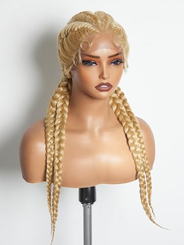 GORGIUS Blonde Braided Lace Front Wigs HXB11 M27613 Pre-Plucked Knotless Synthetic Box Braiding Wig for Women