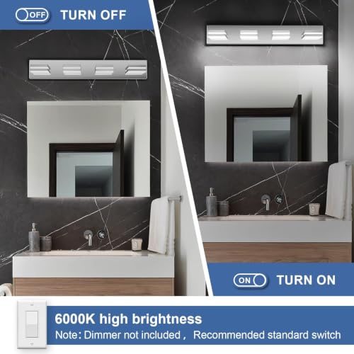 Chrome 27.17in 4-Light Modern LED Bathroom Vanity Light Fixtures