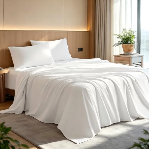 Egyptian Cotton Bed Sheet Set 4 Piece Luxury 1000 Thread Count King White