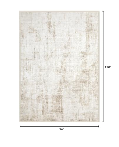 8x10 Beige Washable Area Rug - Abstract Modern Non-Slip Indoor Carpet for Living Room & Bedroom - Variation: Beige / 8' x 10'