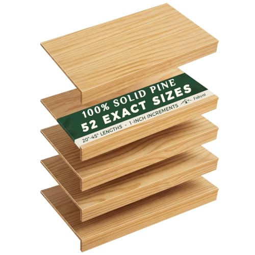 Solid Pine Wire Shelf Covers - 12 Inch Depth x 24 Inch Length, Tool-Free Pantry Rack (Variation: 12" D / 24" L)