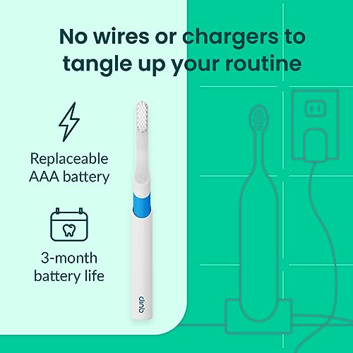 Electric Toothbrush for Adults - Sonic Vibration, Soft Bristles, Travel Cover - Blue
