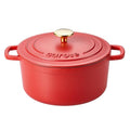 4QT Enamel Cast Iron Dutch Oven Pot with Lid - Red