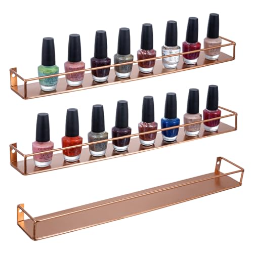 MyGift Modern Copper Metal Wall Mounted Display Racks, Set of 3