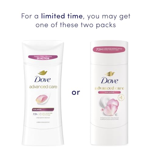 Dove Advanced Care Rose Petals Antiperspirant Deodorant Stick Pack of 4 - 2.6 oz