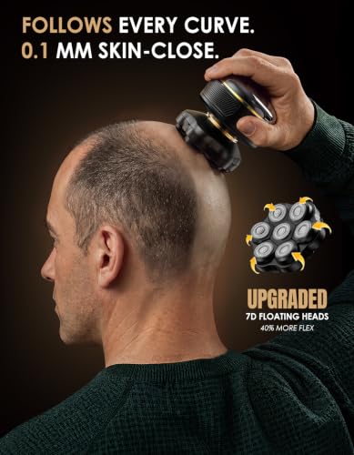 TEKARC 7D Pro Head Shaver for Bald Men, Waterproof Rotary Razor, USB-C Rechargeable