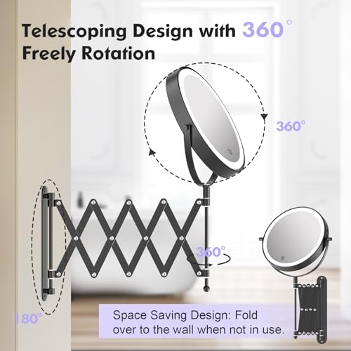 Rechargeable 8-Inch Double-Sided Wall-Mounted Makeup Mirror with 30X Magnification
