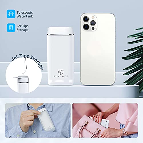 Mini Cordless Water Flosser for Teeth - Portable Oral Irrigator with 3 Modes, IPX7 Waterproof, White