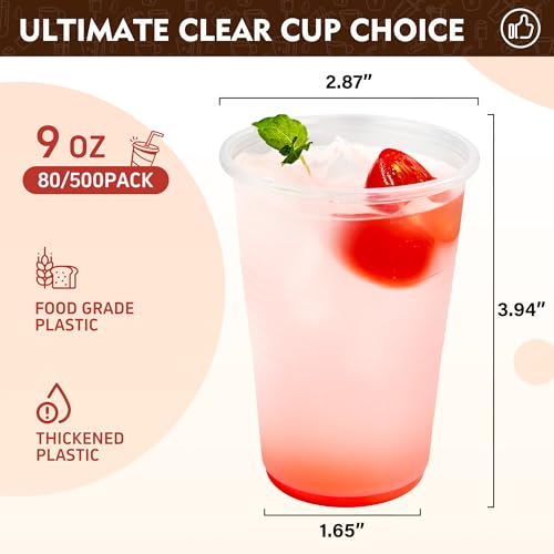 YEEHAW 9 oz Plastic Cups 2000 Pack Clear Disposable Drinking Cups for Cold Beverages