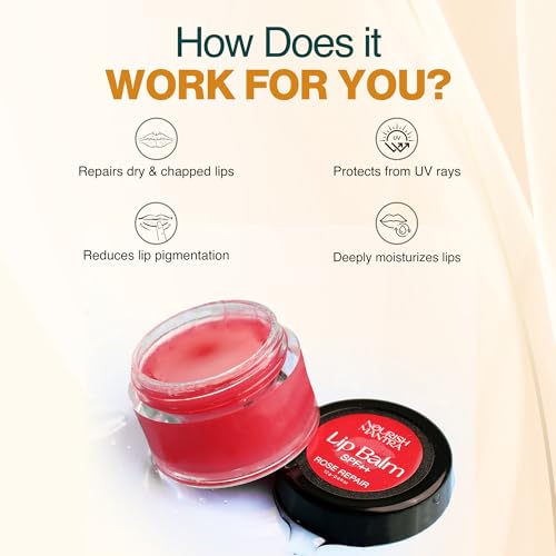 Nourish Mantra Rose Repair Lip Balm with SPF | Made with Rose Extracts, Olive oil, Shea Butter, Vitamin E & Avocado Oil | For Dry, Chapped and Dark Lips | Best for Both Women and Men | 12g