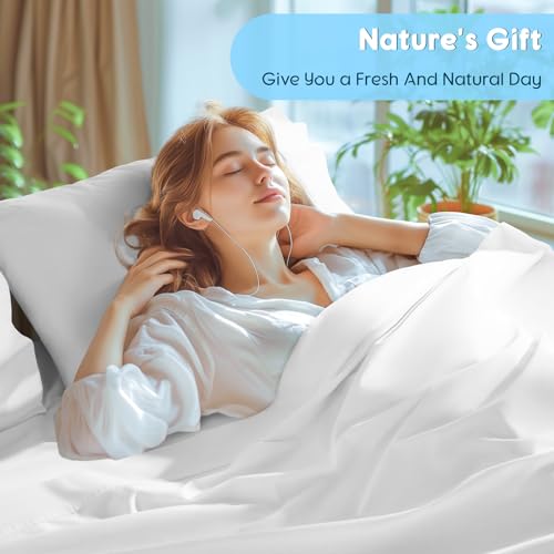 SONORO KATE 1000 Thread Count Egyptian Cotton King Bed Sheets White Extra Deep Pocket