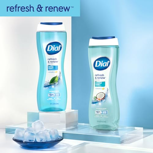 Dial Body Wash, Refresh & Renew Spring Water, 23 Fl Oz (Pack of 3), Hydraclean Complex & Vitamin E, Gentle, Leaves Skin Feeling Nourished, Dermatologist-Tested, No Parabens & Sulfates
