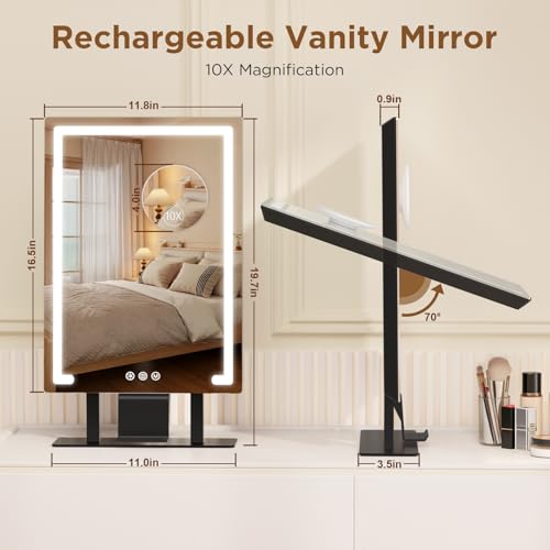Vanity Mirror with Lights 3 Color Modes & 10X Magnifying Mirror - Touch Control