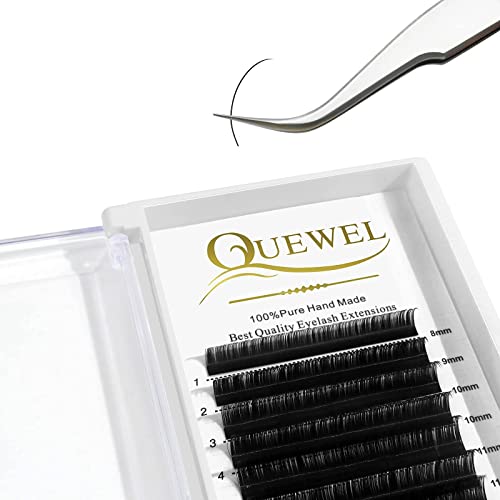 Volume Eyelash Extensions 0.07 D Curl 8-15mm Mixed Lash Tray + Classic Eyelash Extension 0.15 D Curl Mix-8-14mm + QUEWEL Strong Black Adhesive for Eyelash Extensions 6ml