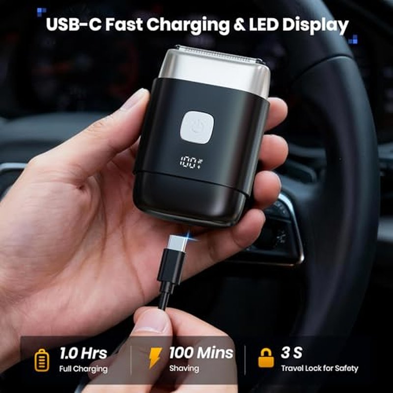 Foil Shaver, 2026 Upgraded 3D Electric Razor for Men, Mini Travel Shaver for Men Compact Portable Foil Shavers for Men, Washable Wet/Dry Mens Electric Shaver, Smart LED Display