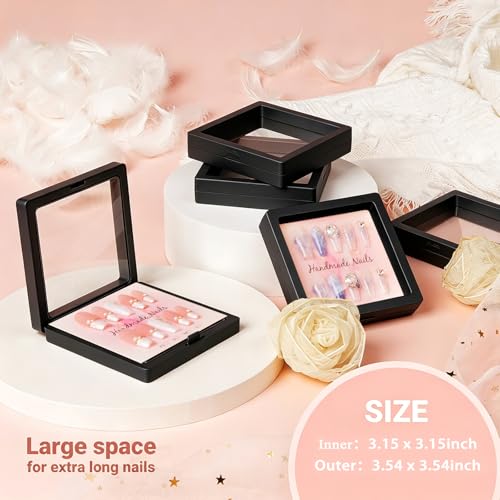 Black Medium Press On Nail Storage Boxes Set - Floating Display Organizer for Nail Business