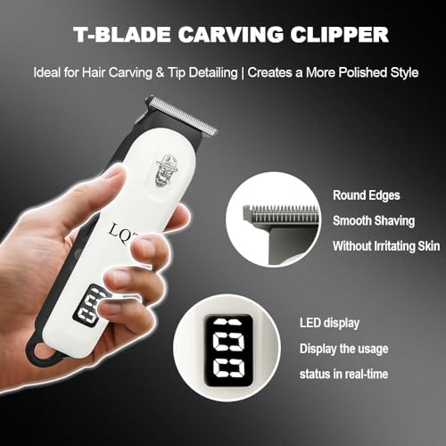 LQT White Cordless Men Hair Clippers & Trimmer Set - 3 pcs Professional Grooming Kit