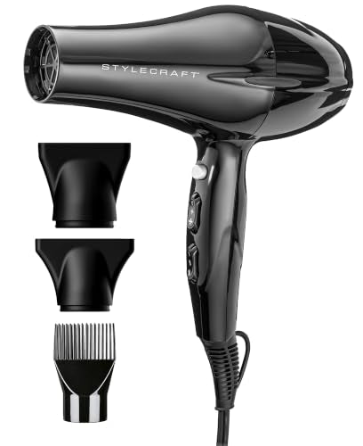 Ionic Hair Dryer 1875W Fast Blow-Drying with Multiple Settings & Attachments
