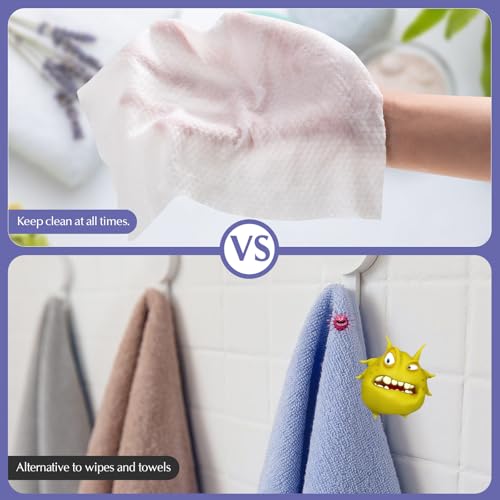 Fresh 70 Count Disposable Face Cloths - Soft Cotton Towelettes for Cleaning & Makeup Removal, 3 Pack