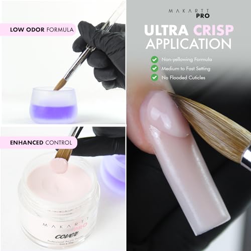MakarttPro Low Odor Monomer for Acrylic Nail, MMA free, Made in USA, Non-Yellowing Professional Grade Formula, Beginner Tech Friendly - Essential Acrylic Nail Product for Nail Technicians (16 fl oz)