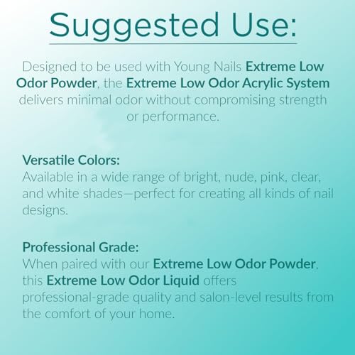 Young Nails Nail Liquid - 6 Fl Oz Low Odor, MMA Free Acrylic Monomer for Professional Nail Art