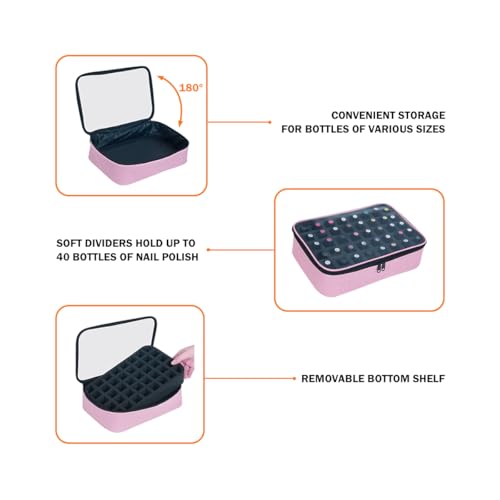 Pink 2-Pack Small Clear Nail Polish Organizer Holds 80 Bottles - Travel & Storage