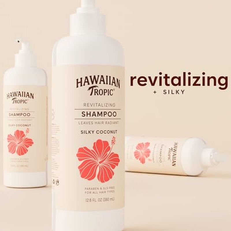 Hawaiian Tropic Silky Coconut Shampoo (5 Pack) Bulk Hotel Amenities - 380ml Bottles (64 fl oz Total) - SLS Free Toiletries for Airbnb Hosts, Guest Bathrooms & Vacation Rentals