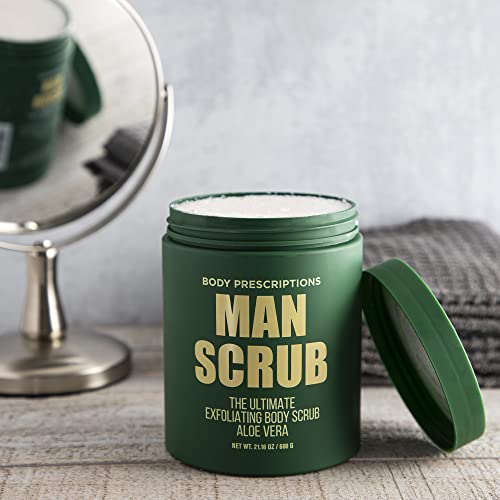 Body Prescriptions Men¡¯s Exfoliating Body Scrub ? Ultimate Skin Cleansing Wash in Jar with Twist-Top Lid, For All Skin Types, 21 Ounce (Pack of 4), Combo Pack