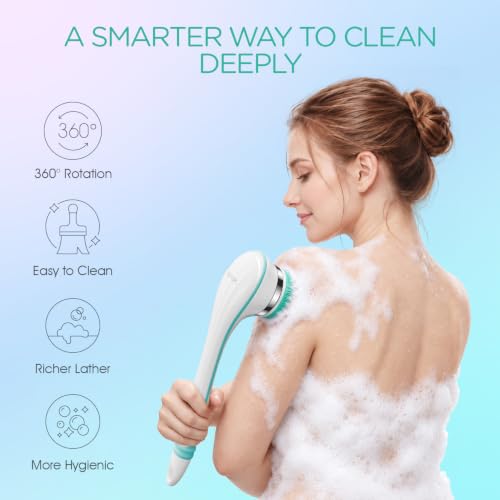 VOYOR Electric Silicone Body Scrubber Blue - Rechargeable Shower Back Brush