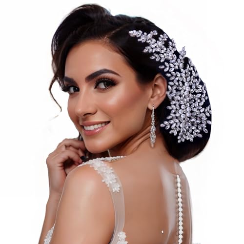Silver Wedding Hair Comb with Pearls and Rhinestones Bridal Hair Accessory