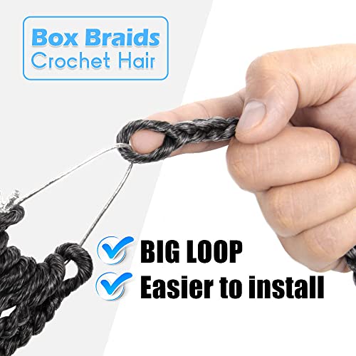 T1B/Grey Ombre Box Braid Crochet Hair 14 Inch - 8 Packs for Natural Styling