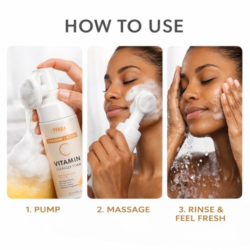 IYASA Vitamin C Foaming Face Cleanser ? Gentle Daily Mousse With Amino Acids & Coconut Cleanser ? Helps Remove Impurities & Supports Smoother-Feeling Skin ? Suitable for Melanin-Rich Skin ? 150 ml