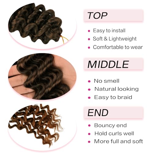 Synthetic Ocean Wave Crochet Hair for Black Women - 24 Inch, Pack of 8, Curly Braiding Hair