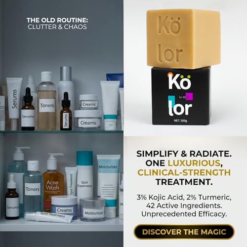 Kojic Acid Soap Turmeric Soap Bar 300 Gram for Dark Spots, Face, Body and Hair, Vitamin C Retinol Collagen Complex with Hyaluronic Acid, Vitamin E, Shea Butter, Olive Oil, Natural Multi-Purpose Use